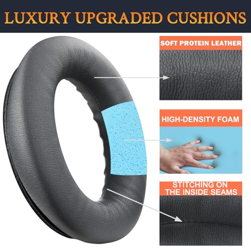 Image of SOULWIT Earpads Replacement for Bose QuietComfort 45 (QC45) /QuietComfort SE (QC SE) /New Quiet Comfort Wireless Over-Ear Headphones, Ear Pads Cushions with Softer Protein Leather - Eclipse Grey