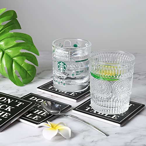 Wonlex Ceramic Coasters Absorbent For Drinks, Coaster With Cork Back For Family And Friends, 4 Pack (Square - Black) #TOP1