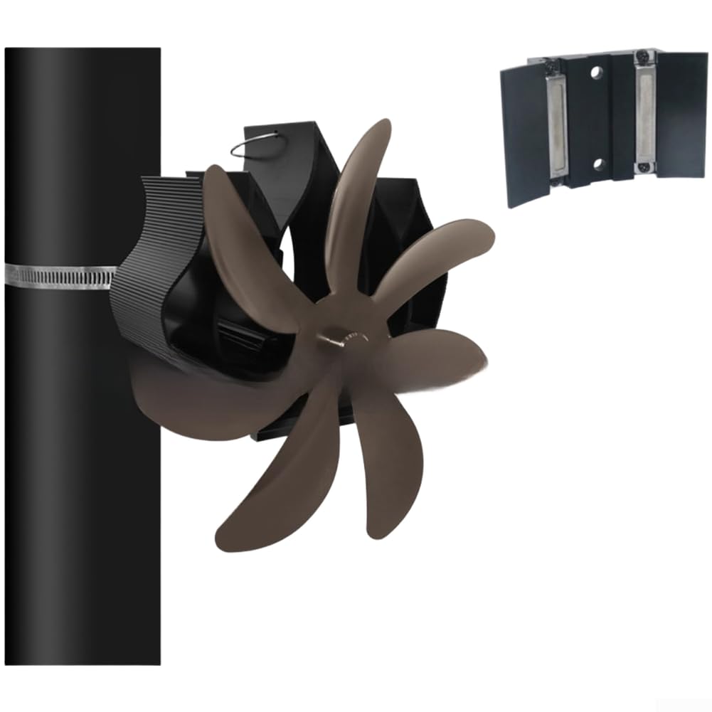 Dolvitrny Magnetic Stove Fan, Heat Powered Fireplace Fan for Wood Burner, Silent Log Burner Air-Circulator, Eco Friendly Aluminium Heat Distributor, No for battery(Bronze Color)