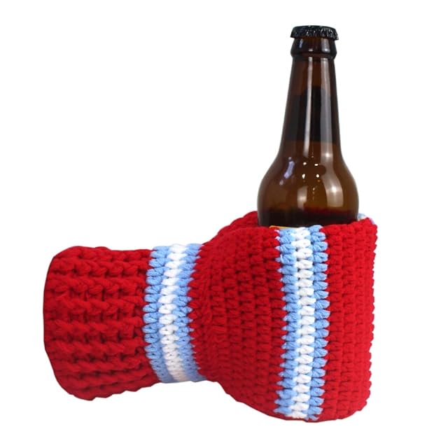 FunisFun Beer Mitten Gloves Knit Stitched Drink Mitt Holder for White Elephant Gag Gift Tailgating Idea