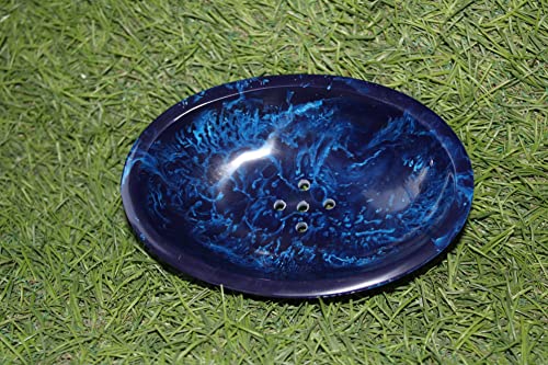 Wonderlist Handicrafts Draining Soap Dish, Premium Resin Soap Holder, Soap Saver For Shower, Bathroom, Kitchen, Bath Tub, Razor, Sponges, Easy Clean With A Little Water, Extend Soap Life (Blue) #TOP5