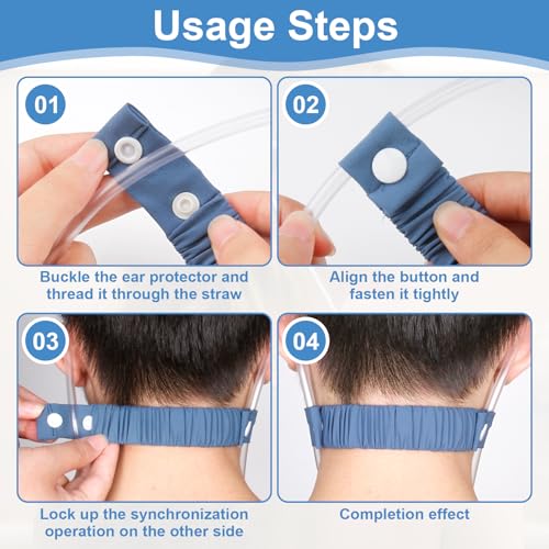 Image of Nasal Cannula Strap Ear Savers, Ear Protectors for Oxygen Tubing, Cannula Headband Strap, Secure Fit to Prevent Ear Soreness (Blue)