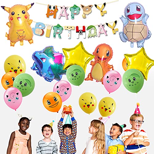 Pokémon verjaardagsdecoratie, met Pikachu banner, verjaardagsballonnen, voor kinderverjaardag, feestaccessoires - Image 3