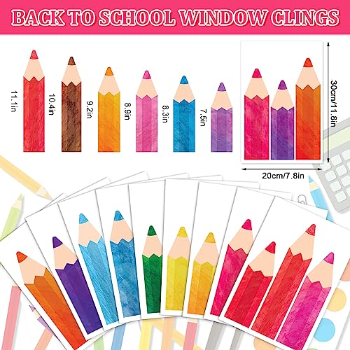 Image of Whaline 9 Sheets Back to School Pencil Window Clings