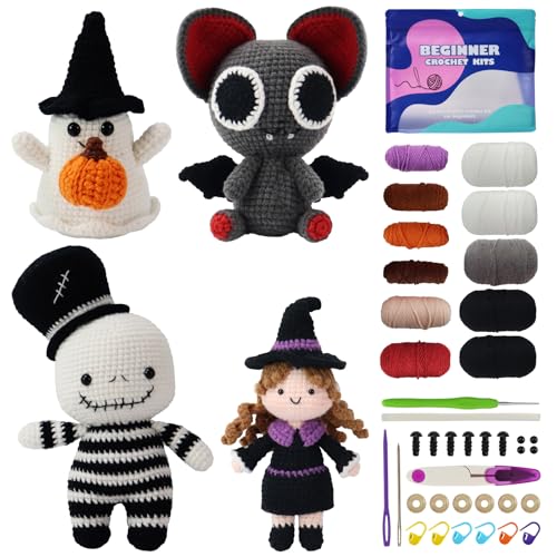 Halloween Crochet Kits for Beginners,4 Pcs DIY Art...