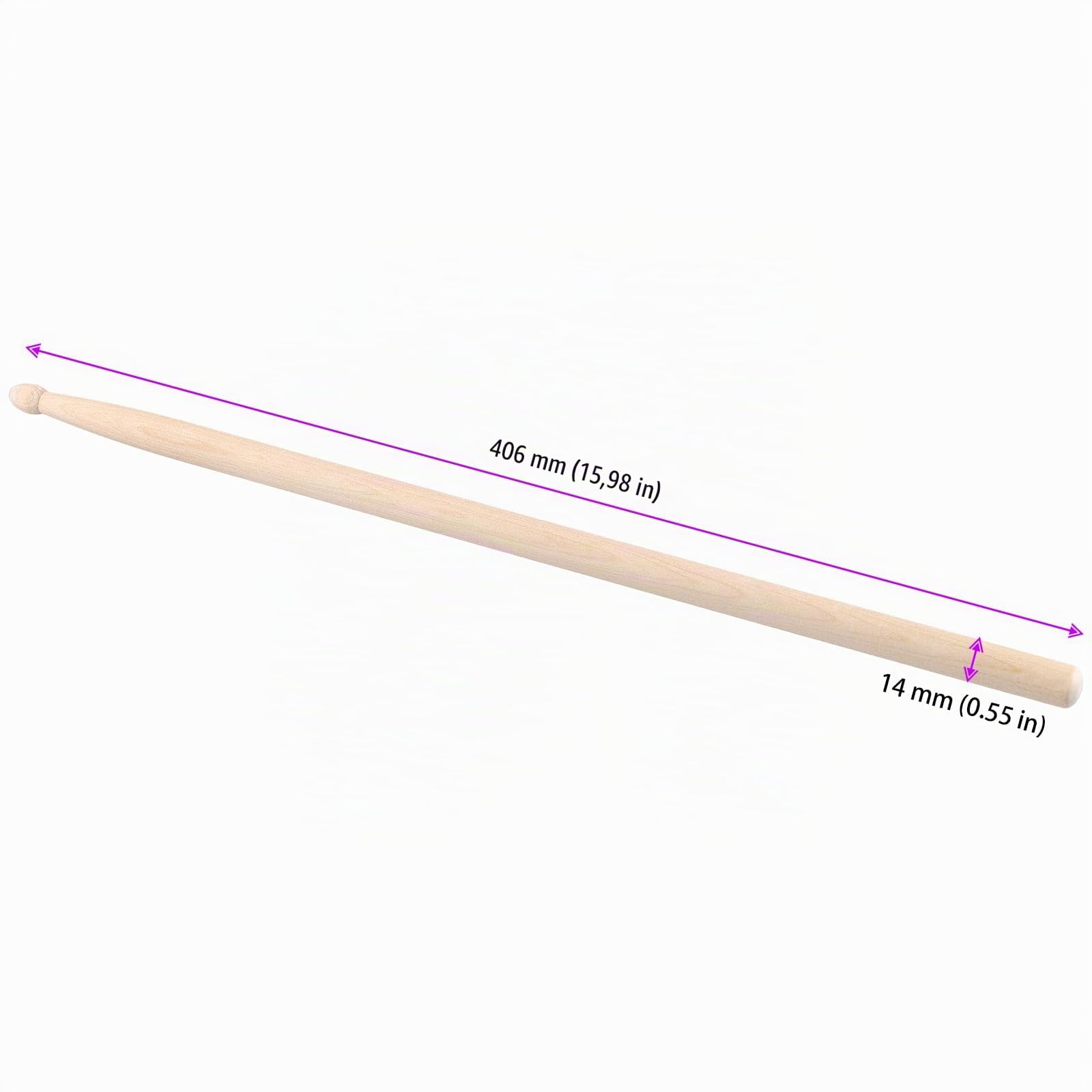 FUNSUEI Lot de 20 paires de baguettes de batterie 5A en bois d'érable avec pointe en bois d'érable pour professionnels et débutants