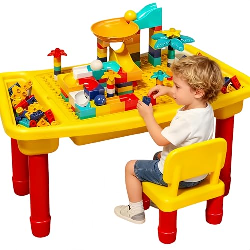 طاولة بناء للاطفال، قابلة للتحويل الى مجموعة طاولة تعلم وكرس...