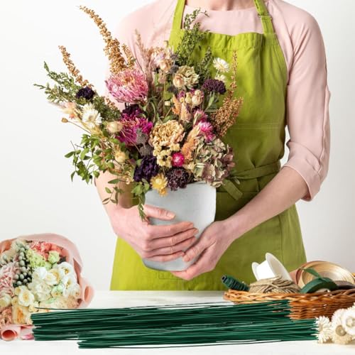 Blumendraht 100 Stück Grün Blumenstängel Draht 30 cm Floristendraht 2mm Blumenstieldraht für Handwerk Basteln Blumenkranz Blumenstrauß