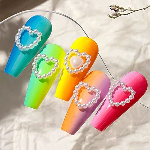 500Pcs White Pearls Heart Nail Charms Mixed Styles Flatback Heart Cute Assorted Pearls Heart Beads 3D Nail Art Charms Crafts Material Embellishments For Nail Art Diy Crafts Accessories Scrapbook #TOP5