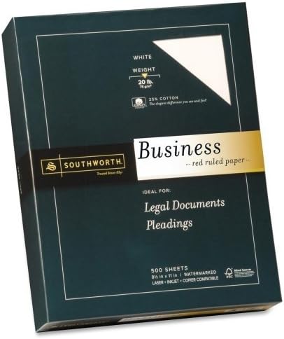 Wholesale CASE of 5 - Southworth Red Ruled Business Paper-Fine Business Paper,20 lb.,Legal Rld,8-1/2"x11",500/BX,WE