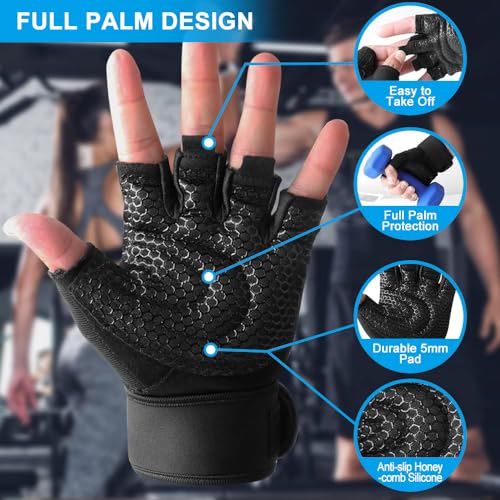 Gadom Weight Lifting Gloves with Wrist Support - Breathable Gym Workout Gloves for Men/Women, Anti-Slip Padded Palm for Weightlifting, Training, Fitness, Pull-Ups - Image 4