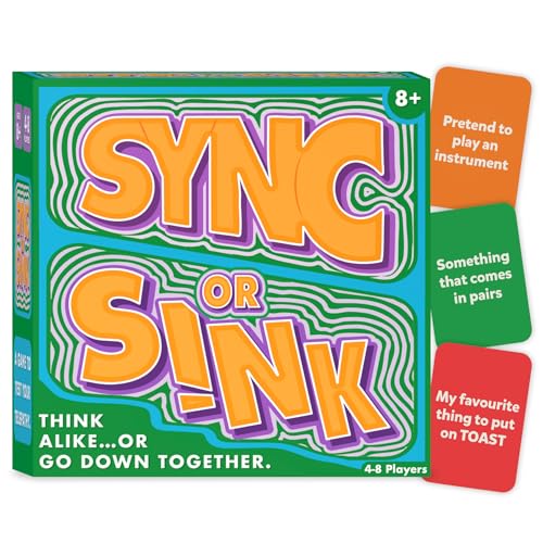 Sync or Sink - Hilarious Family Card Game for Kids, Teens & Adults, Fast-Paced Mind-Matching Partner Challenge, Fun Party & Game Night Favorite, Gifts for Ages 8, 9, 10 and Up, 4-8 Players