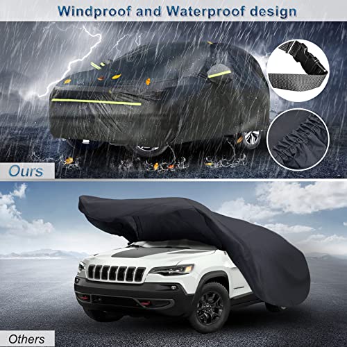 Image of Car Cover for Jeep Grand Cherokee 2011-2025 WK2 (Up to 193 inch L) | 210T Polyester Fabric Waterproof Windproof 6 Layer Full SUV Car Covers with Door Zipper and Storage Bag