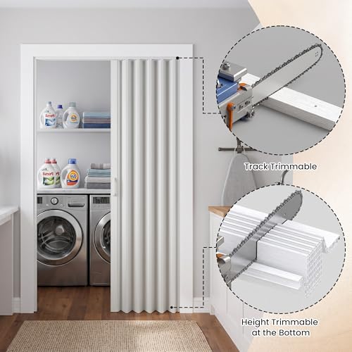Image of SmartStandard 32 inch x 80 inch Accordion Doors Interior, Double Walled, White Ash