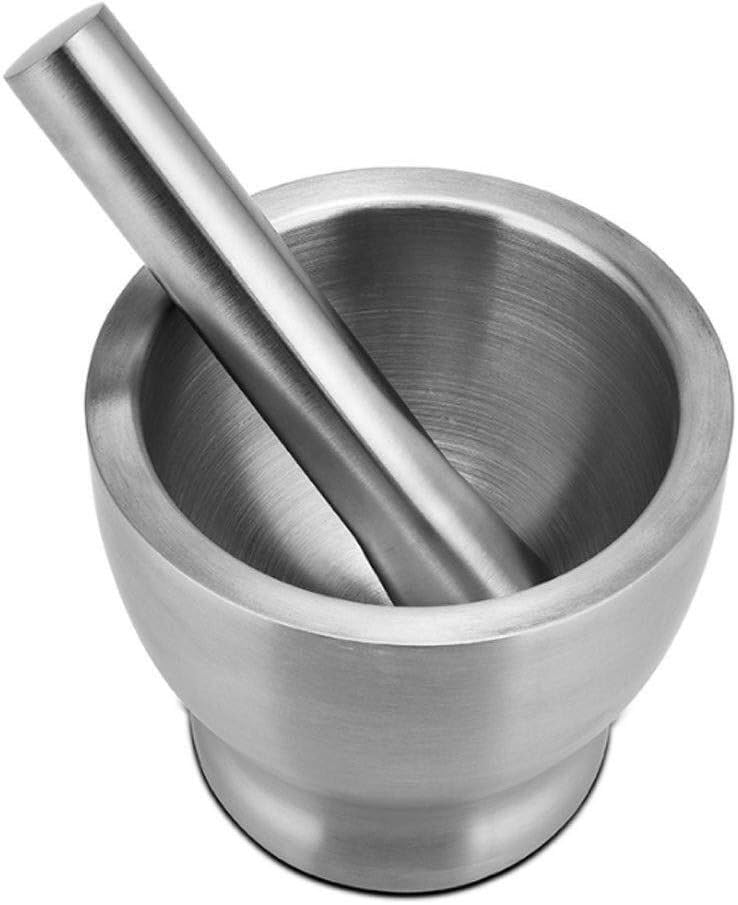 Mortar Pestle Set Stainless Steel Masher Garlic Peeler Granite OrganicCrusher