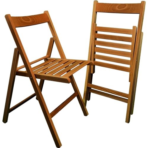 Sicignano | Set 2 Sedie Pieghevoli Classiche Richiudibili Compatte in Legno di Faggio Noce 43x49x79h cm - Comode Facili da Portare, Campeggio Giardino Spiaggia Terrazzo Balcone, Made in Italy