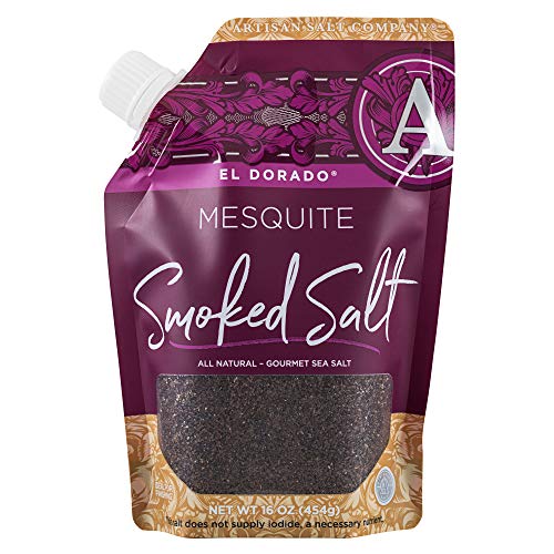 SaltWorks El Dorado Mesquite Smoked, Artisan Pour Spout Pouch, Sea Salt, 16 Oz