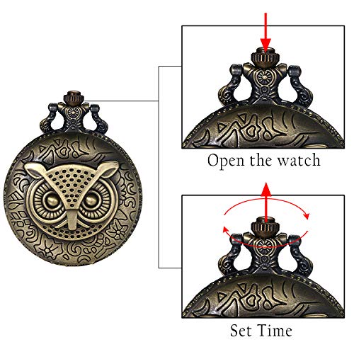 Image of JewelryWe Vintage Pocket Watch Cool Gear Steampunk Retro Pendant Necklace Watches for Men Women Halloween Costumes Daily and Office