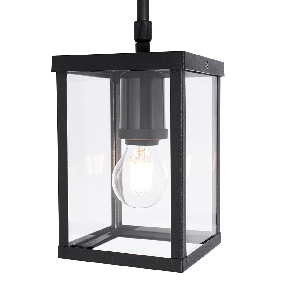 Suspension 1 lumière L 14 cm Noir Rustique éclairage extérieur