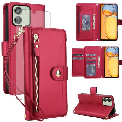 Protection Xiaomi Redmi 13C 5G antichoc étui cuir rabat pliable et film écran
