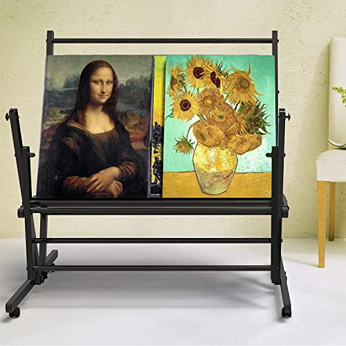 Metal Art Large Print Rack 36.6"X25.6"X35.4" Movable Arts Crafts Drying Print Racks With Castors Artist Storage And Display Rack Stand For Display Of Canvas, Prints, Panels, Posters, Art Gallery #TOP5