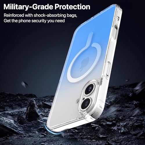 Image of eller sante Maven Magpro Back Cover Case for iPhone 16 Plus Scratch Resistant Camera Screen Protector TPU Shockproof 10ft Drop Protection Support Mag-Safe Wireless Charging- Blue