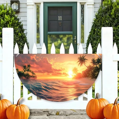 Ocean Bunting Flag Half 3x6 Ft 36x71 Inch Decorative Banner with Rope for Decor