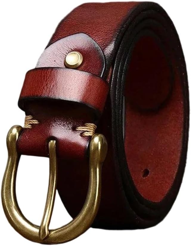 Men's Leather Belt - 3.8 cm Solid Cowskin for Jeans, Western Style Waistband
