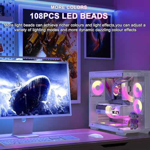 Image of Sirlyr 24 Pin RGB PSU Cables,ARGB PC Cable for Motherboard Power Supply Extension - 5V 3Pin Addressable Four Sides Lighting RGB Strips Decor Computer Case White
