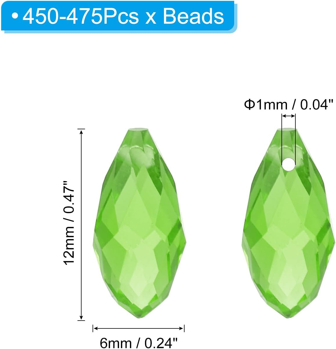 PATIKIL 5 Strands 450-475Pcs Teardrop Crystal Beads, 12x6mm Faceted Teardrop Briolette Horizontal Glass Beads Loose Bead for Bracelet Jewelry Making, Light Green - Image 2