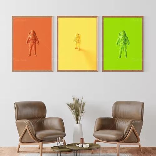 BSIibncV Colorful Astronaut Poster Set Abstract Style Trends Print Minimalistic Wall Art for Living Room Home Decor(60x80cmx3/Frameless)