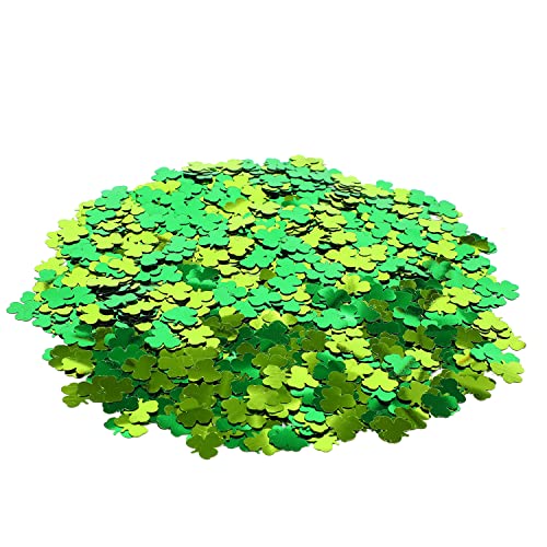 Image of FOIMAS Shamrock Table Confetti,2.1oz St Patrick's Day Foil Sequin Confetti Lucky Irish Clover Party Confetti Glitter for St Patrick's Day Party Decoration