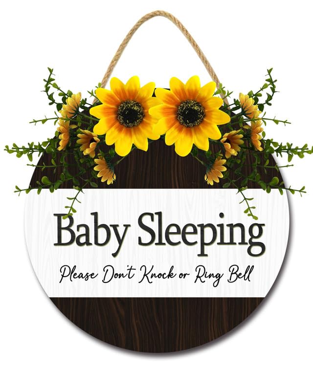 Ymaotrade Baby Sleeping Sign for Front Door Do Not Knock or Ring Doorbell Sign, New Mom Gifts, Do Not Disturb Door Hanger Sign, No Soliciting Sign Sleeping Baby Sign 11