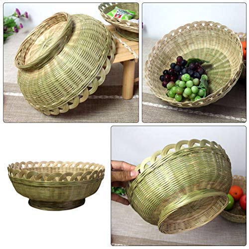 Cabilock – Bandeja de bambu tecida para armazenamento de frutas feita à mão para lavar vegetais, ces