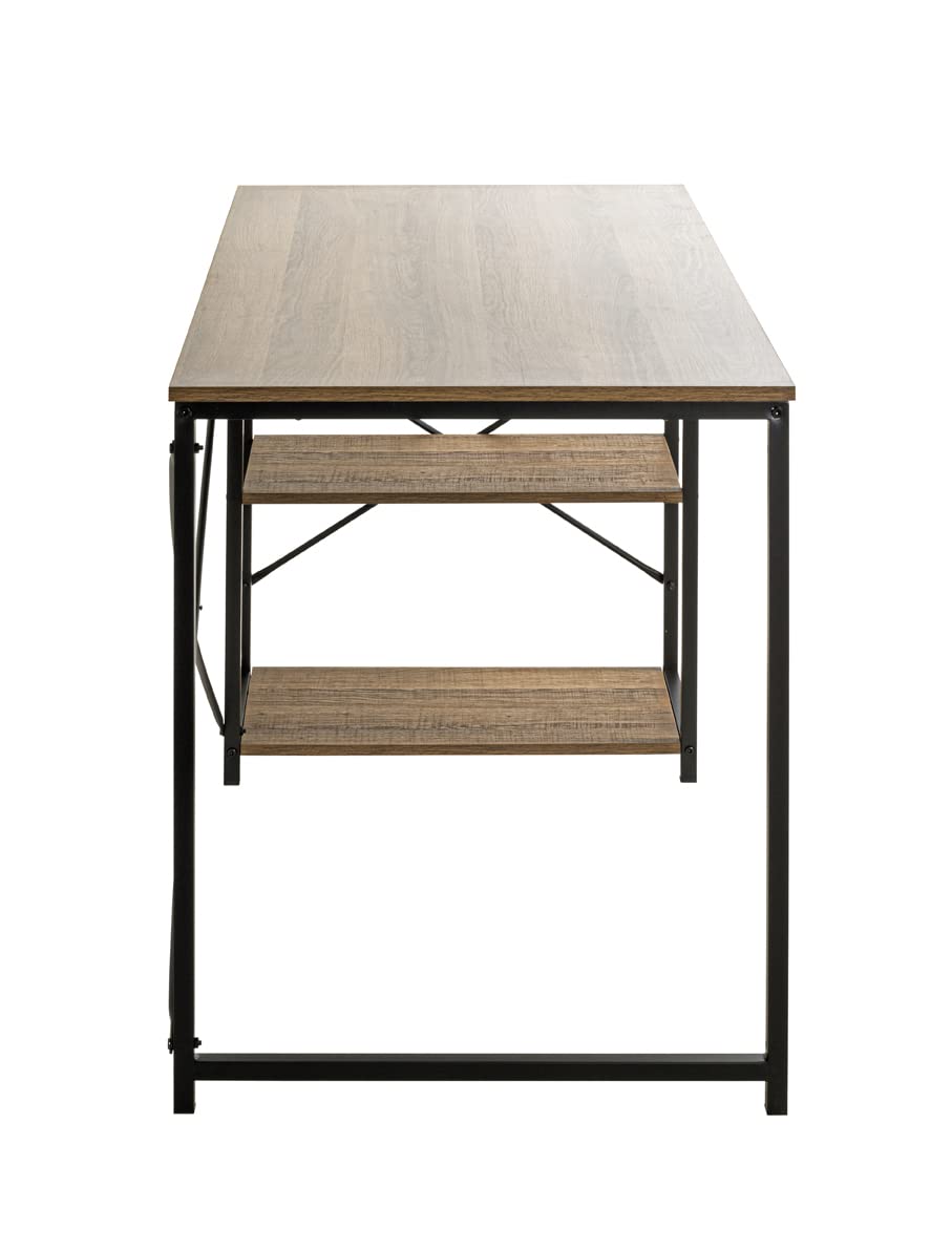 HAKU Schreibtisch 120x60x74 Cm – Eiche Schwarz, Metallgestell, Modernes Design