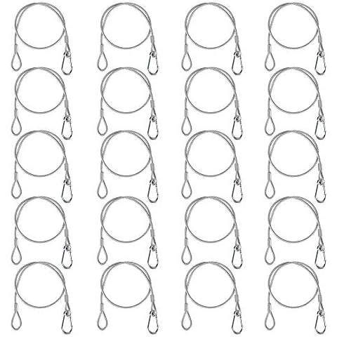 Stage Lights Safety Cable, 20PCS WorldLite Premium 110lb Load Duty and 4mm in diameter Safety Cable, 26’’ Stainless Steel Safety Rope for Stage Lighting Party or DJ Lighting Cover