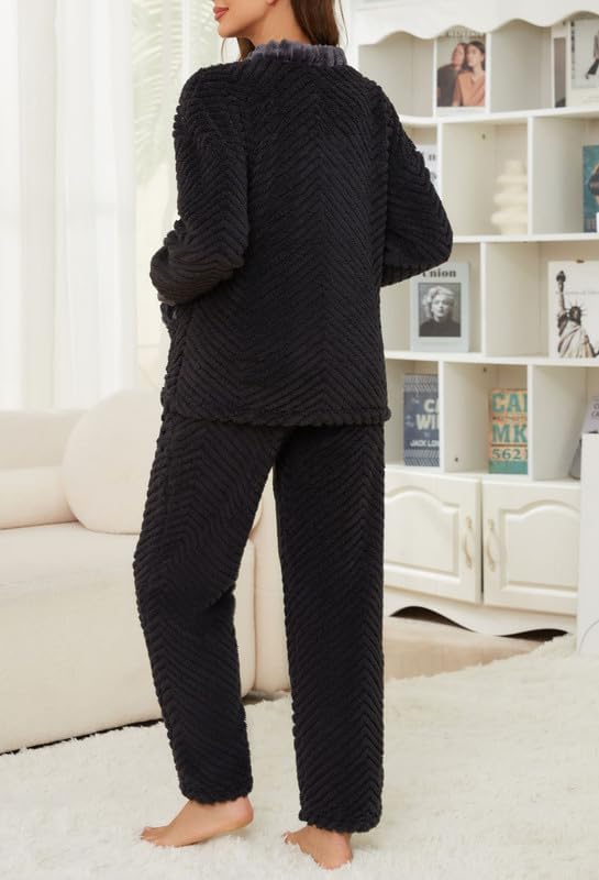 LYCY Women's Plush Fleece Pajama Set,Soft Cozy Pajama for Women Warm Sleepwear Lounge PJS - Image 5