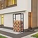 AMOS Metal Firewood Log Rack Stand Holder For Outdoor Indoor Fireplace Wood Storage Shelf, Black, 100 x 25 x 60 CM AMOS Metal Firewood Log Rack Stand Holder For Outdoor Indoor Fireplace Wood Storage Shelf, Black, 100 x 25 x 60 CM
