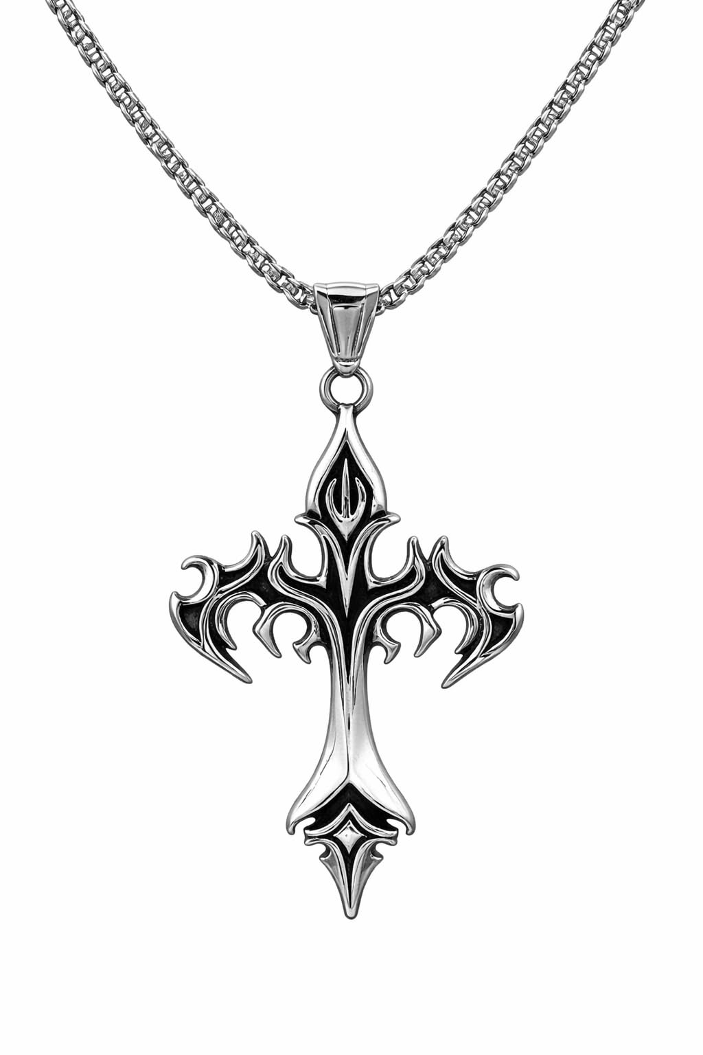 Buy ZeonX Gothic Cross Pendant Necklace, Silver, Titanium Steel
