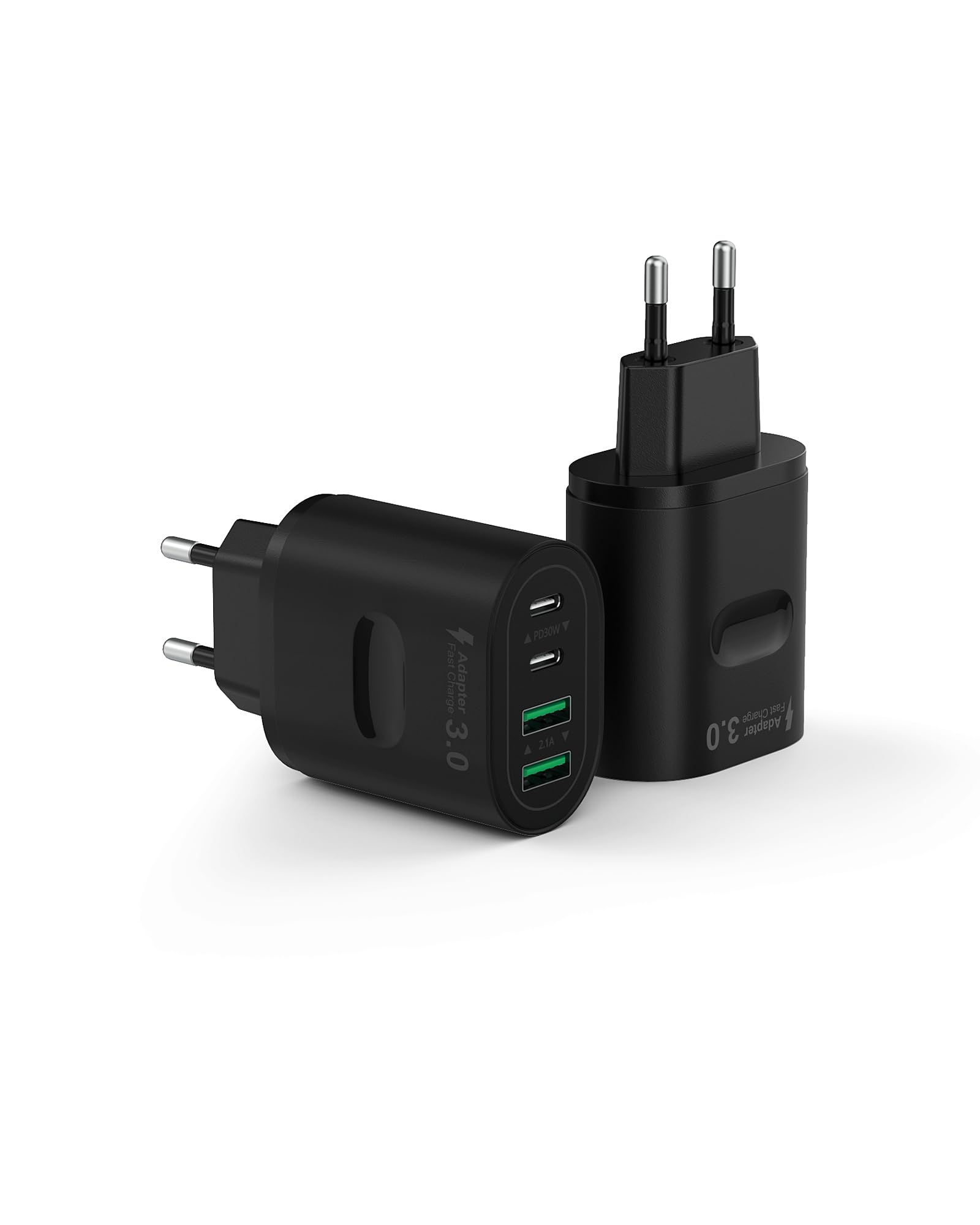 2-Pack USB C Stecker, 4-Ports USB Ladegerät Mehrfach Netzteil Mehrfachstecker 60W Power Adapter PD 3.0 Schnellladegerät USBC Netzteil für iPhone 16 15 14 13 12 11 Pro Max, iPad, Samsung,Handys