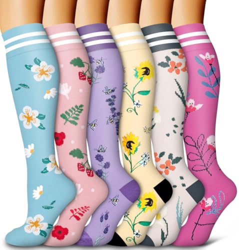 Image of Bluemaple 6 Pack Copper Compression Socks for Women and Men Circulation-Best Support for Medical, Running,Nursing,Athletic