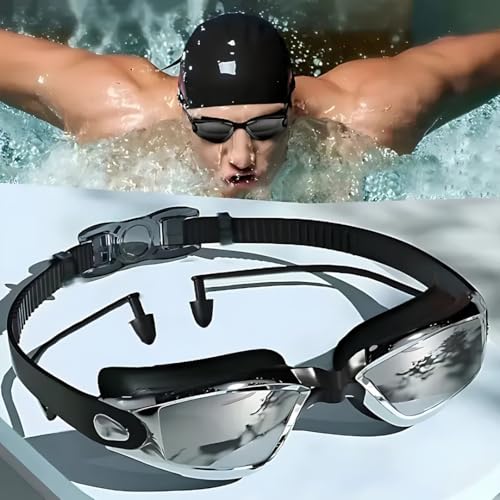 Image of First Lens Powered Swimming Goggles with UV Protection & AntiFog - Silver Goggle - SW26