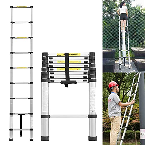 Escabeau télescopique en aluminium 2,6 m - Échelle pliante - Échelle télescopique en aluminium - Échelle coulissante - Capacité : 150 kg - Certification EN131