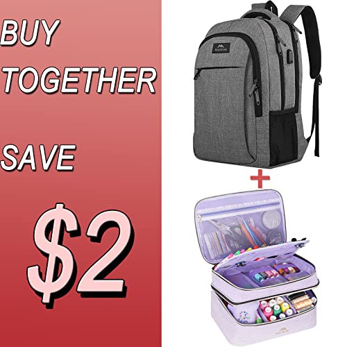 MATEIN Travel Laptop Backpack, Business Anti Theft Slim Durable Laptops Backpack with USB Charging Port, Sewing Supplies Organizer, Double-Layer Sewing Box Organizer Accessories Storage Bag