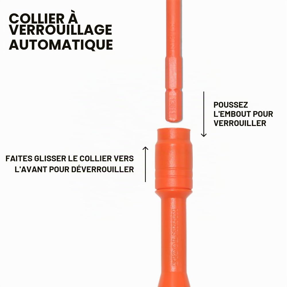 Klein Tools 32306INS Tournevis multi-embouts isolé 6 en 1, tournevis multi-embouts avec collier autobloquant, 1000 V, rangement d'embouts dans la poignée