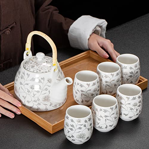 Luxshiny 2Pcs Kungfu Xícara de Chá Copos Cerâmica Chinesa Celadon Teacup Copos Padrão de Flor Caneca