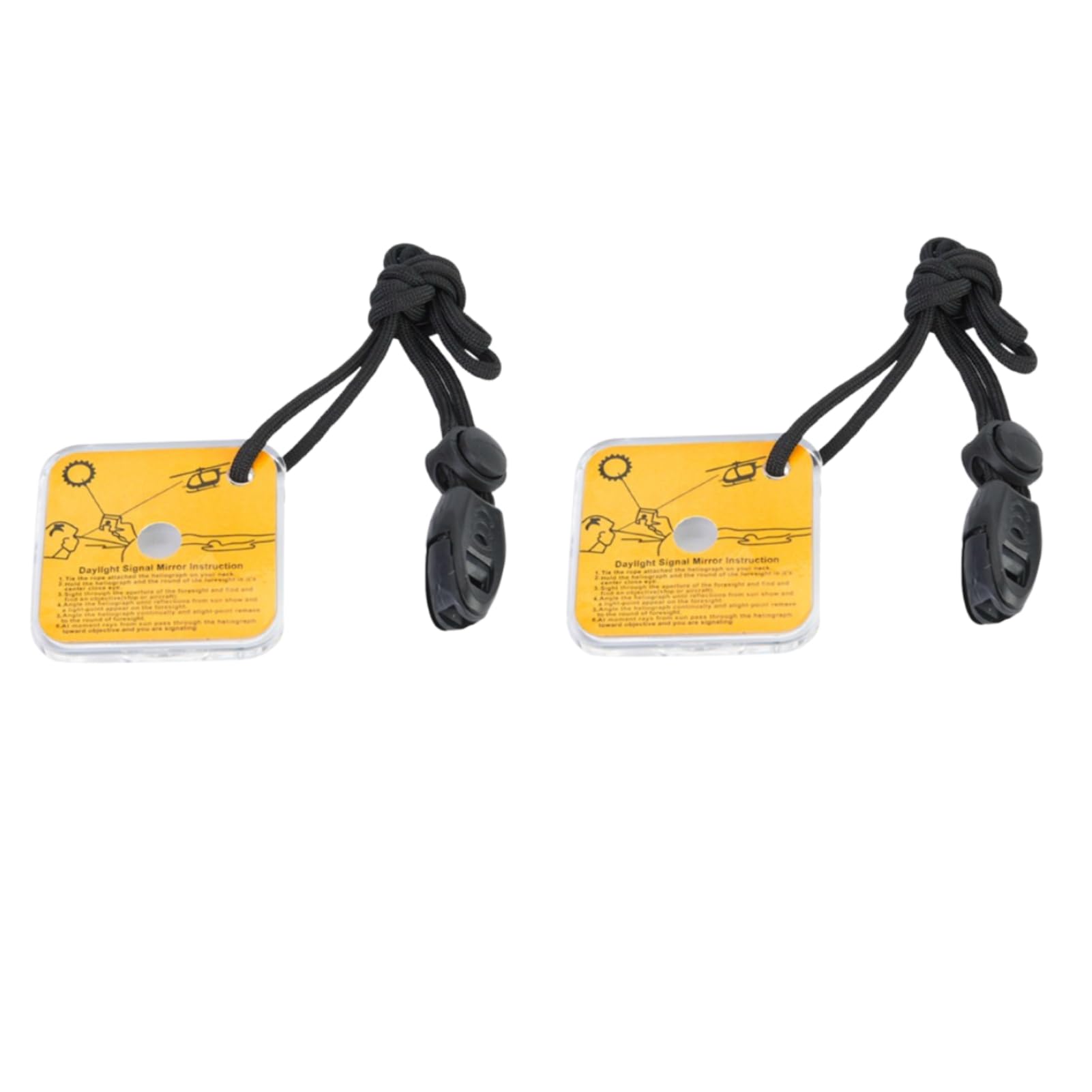 Signal Mirror, 2Pcs Survival Mirror with Lanyard Whistle Camping Mirror Emergency Reflective Signal Star Flash Mirror for Adventure