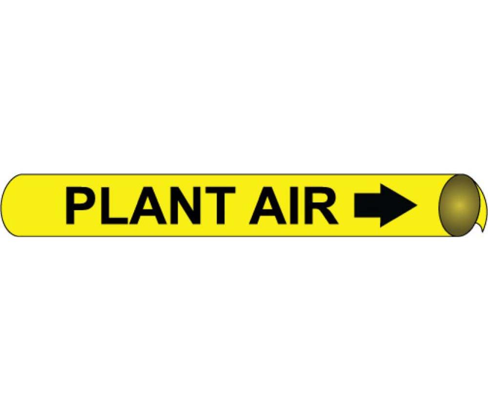 NMC H4081 "Plant Air" Strap-On Pipe Marker, Fits Over 10" Pipe, Black/Yellow