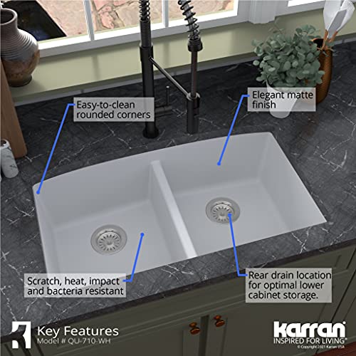 Karran White Quartz Composite Double Bowl Kitchen Sink #TOP25