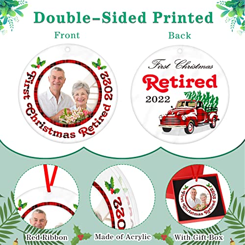 Whatsign First Christmas Retirement Ornaments 2022 Picture Frame Retired Ornaments Retirement Gifts For Women Men Teacher Coworker Retirement Ornaments For Christmas Tree Retirement Party Decorations #TOP1